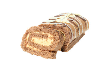 Cake roll isolated on white background, PNG