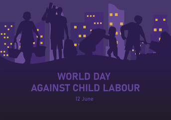 Awareness for World Day Against Child Labour on 12 June. Vector illustration