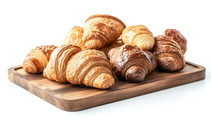 Wooden board with different sweet croissants