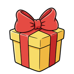 Simple Line Drawing:  A Beautifully Wrapped Gift Box with a Large Bow, Perfect for Holiday or Birthday Designs.