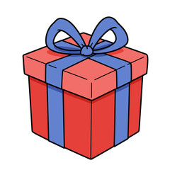 Simple Line Drawing:  A Beautifully Wrapped Gift Box with a Large Bow, Perfect for Holiday or Birthday Designs.