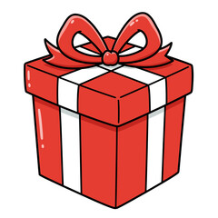 Simple Line Drawing:  A Beautifully Wrapped Gift Box with a Large Bow, Perfect for Holiday or Birthday Designs.
