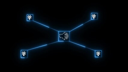 Abstract technology wave lines ,social networking ,data transfer ,social icons .Digital social network world ,technology internet power , - Powered by Adobe