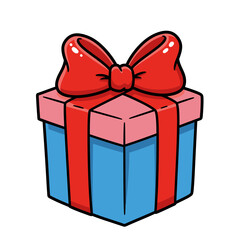 Simple Line Drawing:  A Beautifully Wrapped Gift Box with a Large Bow, Perfect for Holiday or Birthday Designs.