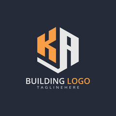 Obraz premium Modern Building Letter Logo Design – Real Estate Monogram Branding 