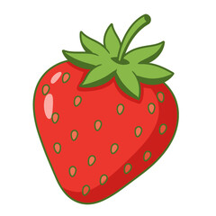 Vibrant Cartoon Strawberry Illustration:  Perfect for Food Blogs, Packaging, and Children's Products.