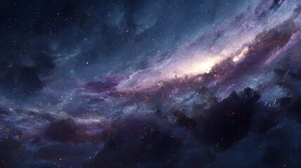 Fototapeta premium resplendent allure of a galaxy, with its vast expanse in boundless depths of space, encapsulates ethereal dance of swirling stars, interstellar vistas, and incomprehensible magnitude and intricacy 