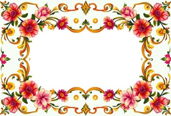 Vibrant floral vector frames, ornate & colorful, ideal for vintage design,  retro,  invitation