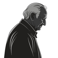 Naklejka premium silhouette elderly man on white background