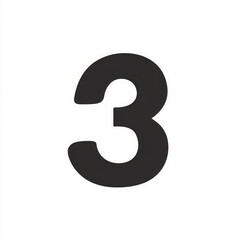 Fototapeta premium Flat Number 3 on White Background