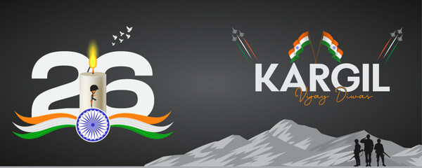 Kargil Vijay Diwas Banner: Honoring sacrifice, eternal flame, and brave soldiers