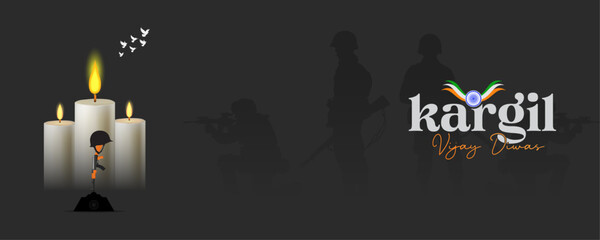 Kargil Vijay Diwas Banner: Honoring sacrifice, eternal flame, and brave soldiers
