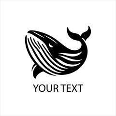 Obraz premium Black and White Blue Whale Vector Logo Isolated on White Background for Marine Branding