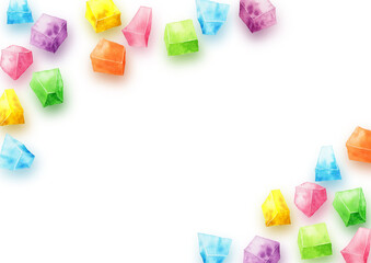 アナログ水彩いろいろな色の琥珀糖フレーム