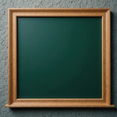 Blank chalkboard, rustic wooden frame, textured concrete wall , surface, school