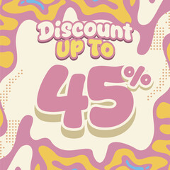 Creative discount design with soft pastel tones and fluid abstract shapes. Ideal for flash sales, ecommerce deals, kids brand promos, and eye catching digital marketing visuals.