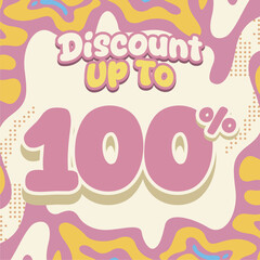 Creative discount design with soft pastel tones and fluid abstract shapes. Ideal for flash sales, ecommerce deals, kids brand promos, and eye catching digital marketing visuals.