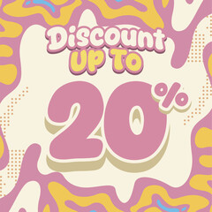 Creative discount design with soft pastel tones and fluid abstract shapes. Ideal for flash sales, ecommerce deals, kids brand promos, and eye catching digital marketing visuals.