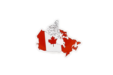 Canada Map with Red Maple Leaf Flag
