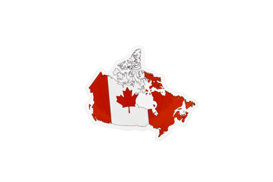 Canada Map with Red Maple Leaf Flag