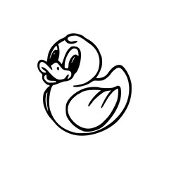 cute rubber duck cartoon outline