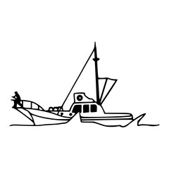 nautical fishing ship line art design