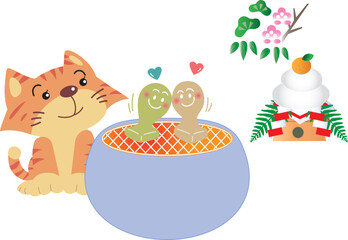 もちの恋人を見る猫
