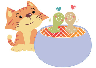 もちの恋人を見る猫
