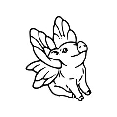 dreamy piglet with butterfly wings
