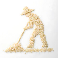 Rice Farmer Silhouette A Creative Rice Grain Art