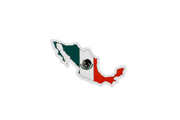 Mexico Country Shape with Flag Colors and Emblem Overlay