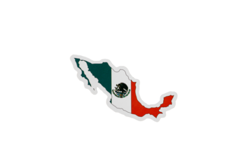 Mexico Country Shape with Flag Colors and Emblem Overlay