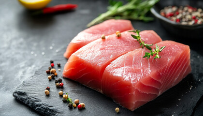 Raw tuna fish fillet steak