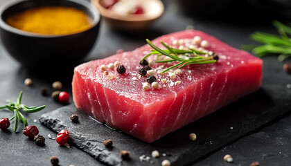 Raw tuna fish fillet steak