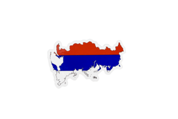 Russia Map with National Flag Colors