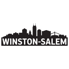Obraz premium Winston–Salem skyline horizontal banner. Winston–Salem, North Carolina. Vector template for your design. Vector black silhouette. with white background