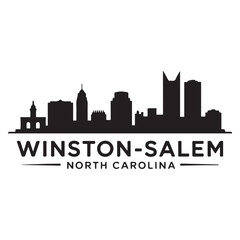 Obraz premium Winston–Salem skyline horizontal banner. Winston–Salem, North Carolina. Vector template for your design. Vector black silhouette. with white background