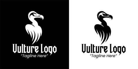 Sleek Vulture Logo Design for Powerful Branding in Black and White