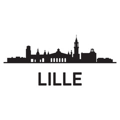 Obraz premium Lille skyline horizontal banner. Lille, France. Vector template for your design. Vector black silhouette. with white background