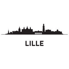 Lille skyline horizontal banner. Lille, France. Vector template for your design. Vector black silhouette. with white background