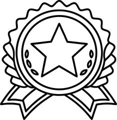 gold star badge with ribbon