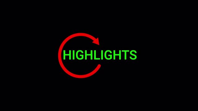 Highlight text animation on black background, highlights text animated for sport game or video streaming.