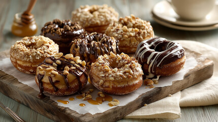 A vibrant assortment donuts Background 2025