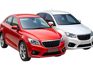 Set of Two Stylized Cars in Clean Isolated PNG Format