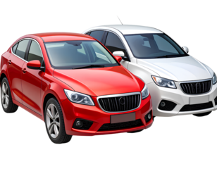 Set of Two Stylized Cars in Clean Isolated PNG Format