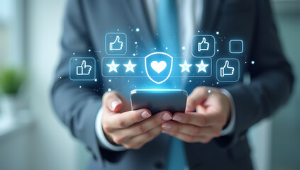 Businessman using digital tablet to access social network and online communication