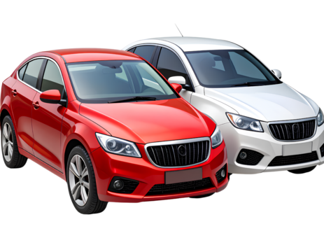 Set of Two Stylized Cars in Clean Isolated PNG Format