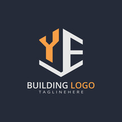 Obraz premium Modern Building Letter Logo Design – Real Estate Monogram Branding 