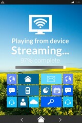 Various computer icons with progress bar