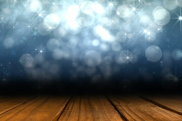Shimmering light design over boards